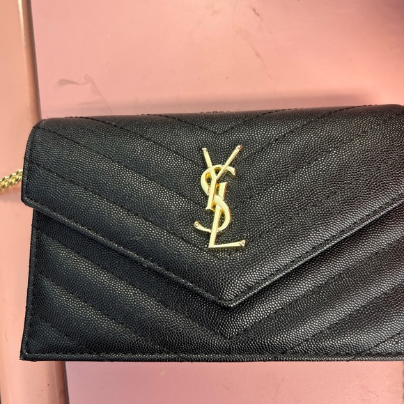 Saint Laurent Handbags - Saint Laurent Black Quilted Envelope Clutch with Gold YSL Hardware